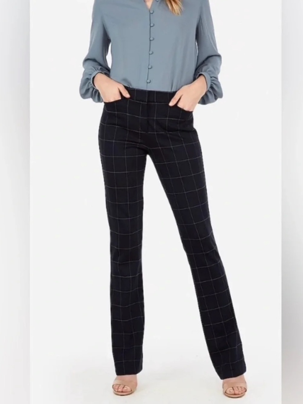 Express Barely Boot Editor Windowpane Pants